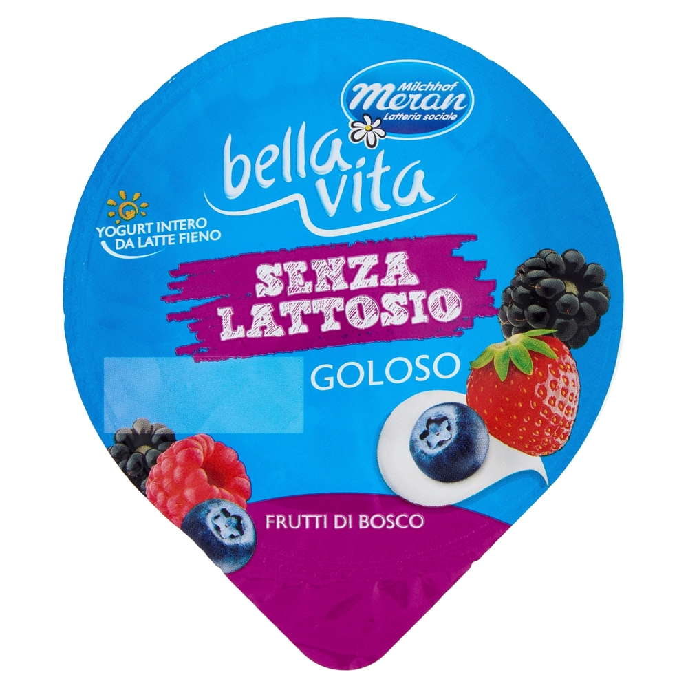 bella vita Yogurt Intero da Latte Fieno Senza Lattosio Goloso Frutti di Bosco 150 g